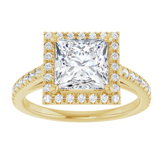 14K yellow gold 2CT Square Diamond French-Set Engagement Ring variant--Square variant--1CT variant--14K-yellow-gold