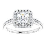 14K white gold 1CT Asscher Diamond French-Set Engagement Ring variant--Asscher variant--2CT variant--14K-white-gold
