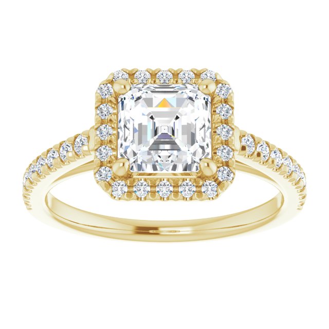 14K yellow gold 1CT Asscher Diamond French-Set Engagement Ring variant--Asscher variant--2CT variant--14K-yellow-gold