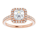 14K rose gold 1CT Asscher Diamond French-Set Engagement Ring variant--Asscher variant--2CT variant--14K-rose-gold