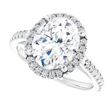 French-set halo ring with 2CT oval center variant--Oval variant--3CT variant--14K-white-gold