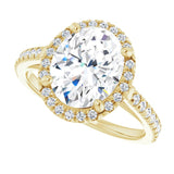 French-set halo ring 2CT oval alternate view variant--Oval variant--3CT variant--14K-yellow-gold