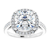 14K white gold 4CT Cushion Diamond French-Set Engagement Ring variant--Marquise variant--1CT variant--14K-white-gold