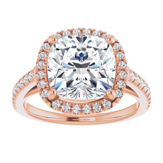 14K rose gold 4CT Cushion Diamond French-Set Engagement Ring variant--Marquise variant--1CT variant--14K-rose-gold