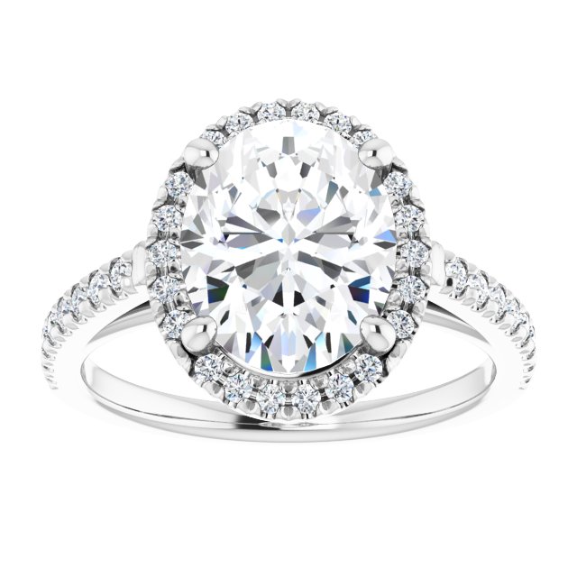 14K white gold 3CT Oval Diamond French-Set Engagement Ring variant--Pear variant--1CT variant--14K-white-gold