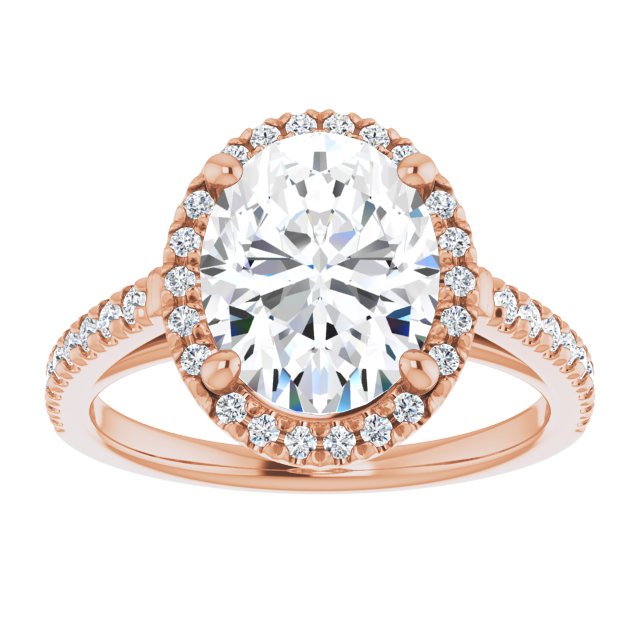 14K rose gold 3CT Oval Diamond French-Set Engagement Ring variant--Pear variant--1CT variant--14K-rose-gold