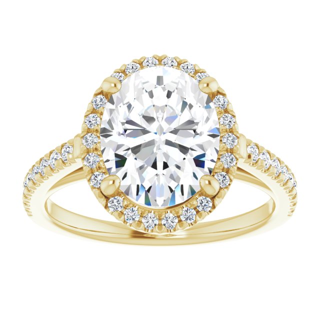 14K yellow gold 3CT Oval Diamond French-Set Engagement Ring variant--Pear variant--1CT variant--14K-yellow-gold