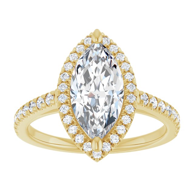14K yellow gold 2CT Marquise Diamond French-Set Engagement Ring variant--Oval variant--1CT variant--14K-yellow-gold