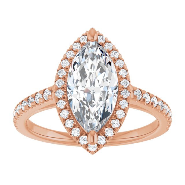 14K rose gold 2CT Marquise Diamond French-Set Engagement Ring variant--Oval variant--1CT variant--14K-rose-gold