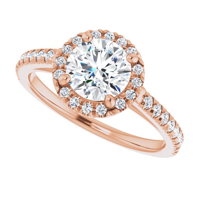 French-set halo ring 3CT pear side view variant--Round variant--1CT variant--14K-rose-gold