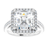 14K white gold 4CT Asscher Diamond French-Set Engagement Ring variant--Cushion variant--1CT variant--14K-white-gold