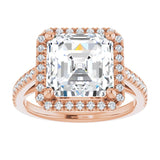 14K rose gold 4CT Asscher Diamond French-Set Engagement Ring variant--Cushion variant--1CT variant--14K-rose-gold
