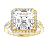 14K yellow gold 4CT Asscher Diamond French-Set Engagement Ring variant--Cushion variant--1CT variant--14K-yellow-gold