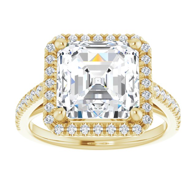 14K yellow gold 4CT Asscher Diamond French-Set Engagement Ring variant--Cushion variant--1CT variant--14K-yellow-gold