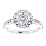 14K white gold 1CT Round Diamond French-Set Engagement Ring variant--Round variant--2CT variant--14K-white-gold