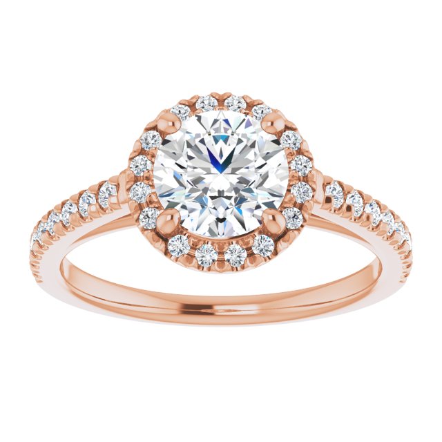 14K rose gold 1CT Round Diamond French-Set Engagement Ring variant--Round variant--2CT variant--14K-rose-gold