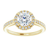 14K yellow gold 1CT Round Diamond French-Set Engagement Ring variant--Round variant--2CT variant--14K-yellow-gold