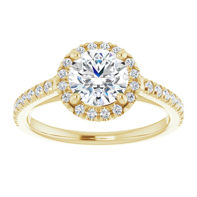 14K yellow gold 1CT Round Diamond French-Set Engagement Ring variant--Round variant--2CT variant--14K-yellow-gold