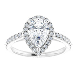 14K white gold 2CT Pear Diamond French-Set Engagement Ring variant--Pear variant--3CT variant--14K-white-gold