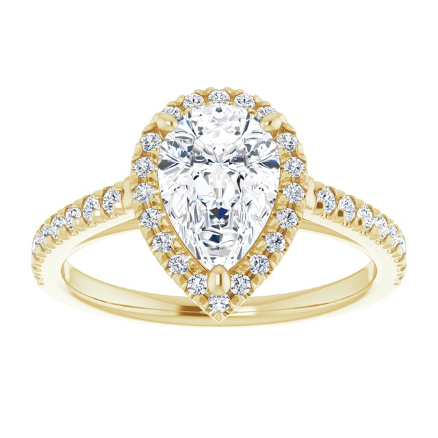 14K yellow gold 2CT Pear Diamond French-Set Engagement Ring variant--Pear variant--3CT variant--14K-yellow-gold