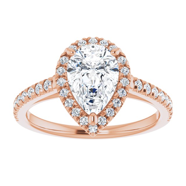 14K rose gold 2CT Pear Diamond French-Set Engagement Ring variant--Pear variant--3CT variant--14K-rose-gold