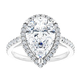 14K white gold 3CT Pear Diamond French-Set Engagement Ring variant--Round variant--1CT variant--14K-white-gold