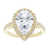 14K yellow gold 3CT Pear Diamond French-Set Engagement Ring variant--Round variant--1CT variant--14K-yellow-gold