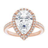 14K rose gold 3CT Pear Diamond French-Set Engagement Ring variant--Round variant--1CT variant--14K-rose-gold