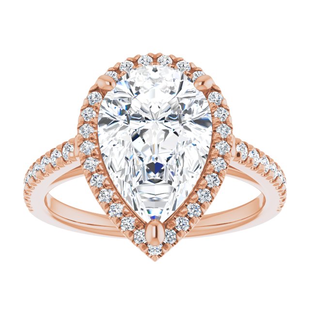 14K rose gold 3CT Pear Diamond French-Set Engagement Ring variant--Round variant--1CT variant--14K-rose-gold