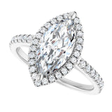 French-set halo ring with marquise-cut center in gold variant--Marquise variant--2CT variant--14K-white-gold
