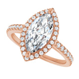 French-set halo ring marquise center side angle variant--Marquise variant--2CT variant--14K-rose-gold