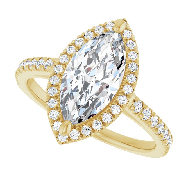 French-set halo ring marquise center alternate view variant--Marquise variant--2CT variant--14K-yellow-gold