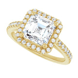 French-set halo ring asscher center alternate view variant--Asscher variant--2CT variant--14K-yellow-gold