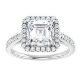 14K white gold 2CT Asscher Diamond French-Set Engagement Ring variant--Asscher variant--3CT variant--14K-white-gold