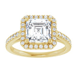 14K yellow gold 2CT Asscher Diamond French-Set Engagement Ring variant--Asscher variant--3CT variant--14K-yellow-gold