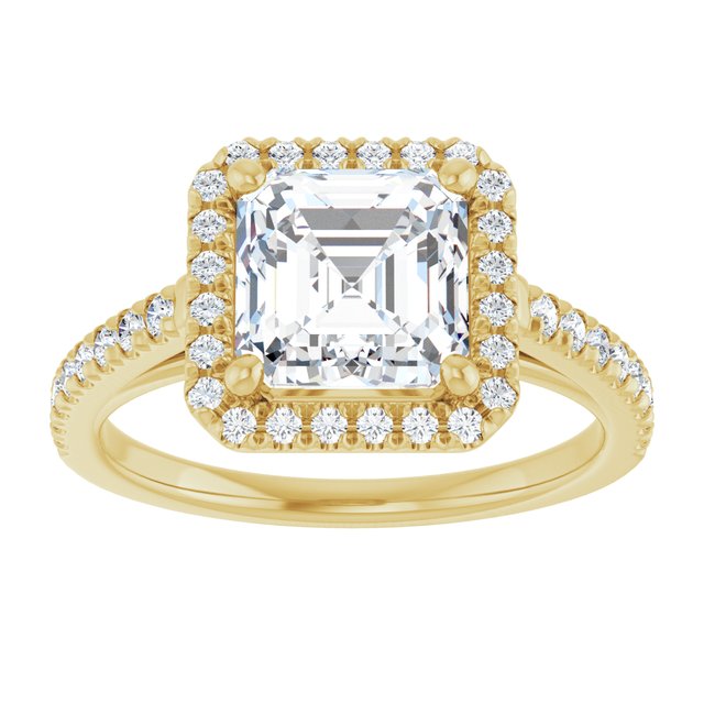14K yellow gold 2CT Asscher Diamond French-Set Engagement Ring variant--Asscher variant--3CT variant--14K-yellow-gold