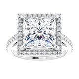 14K white gold 4CT Square Diamond French-Set Engagement Ring variant--Square variant--3CT variant--14K-white-gold