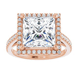 14K rose gold 4CT Square Diamond French-Set Engagement Ring variant--Square variant--3CT variant--14K-rose-gold