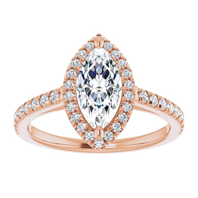 14K rose gold 1CT Marquise Diamond French-Set Engagement Ring variant--Marquise variant--2CT variant--14K-rose-gold
