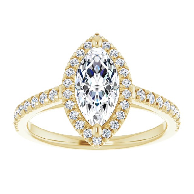 14K yellow gold 1CT Marquise Diamond French-Set Engagement Ring variant--Marquise variant--2CT variant--14K-yellow-gold