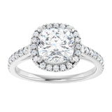 14K white gold 2CT Cushion Diamond French-Set Engagement Ring variant--Cushion variant--3CT variant--14K-white-gold