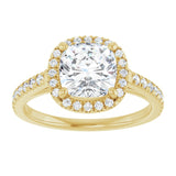 14K yellow gold 2CT Cushion Diamond French-Set Engagement Ring variant--Cushion variant--3CT variant--14K-yellow-gold