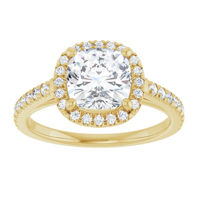 14K yellow gold 2CT Cushion Diamond French-Set Engagement Ring variant--Cushion variant--3CT variant--14K-yellow-gold