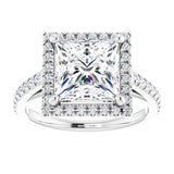 14K white gold 3CT Square Diamond French-Set Engagement Ring variant--Square variant--2CT variant--14K-white-gold