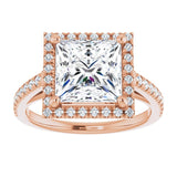 14K rose gold 3CT Square Diamond French-Set Engagement Ring variant--Square variant--2CT variant--14K-rose-gold