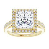 14K yellow gold 3CT Square Diamond French-Set Engagement Ring variant--Square variant--2CT variant--14K-yellow-gold