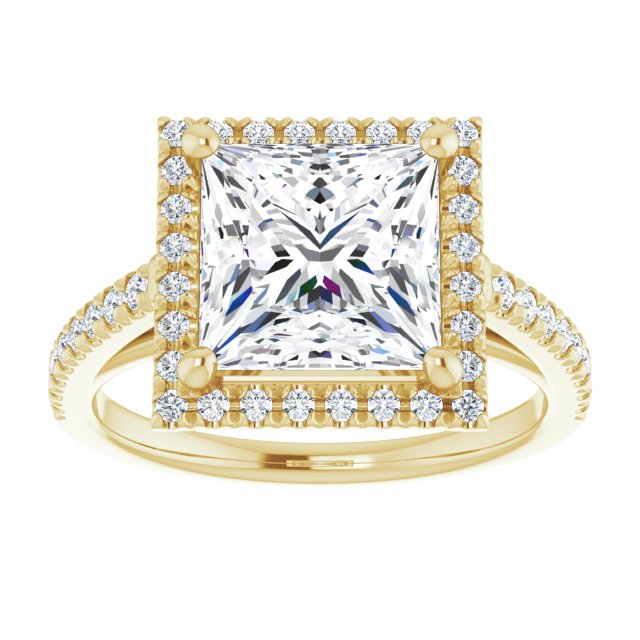 14K yellow gold 3CT Square Diamond French-Set Engagement Ring variant--Square variant--2CT variant--14K-yellow-gold