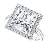French-set halo ring in gold showing setting without center stone variant--Square variant--4CT variant--14K-white-gold