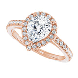 French-set halo ring 3CT oval side view variant--Pear variant--1CT variant--14K-rose-gold