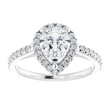 14K white gold 1CT Pear Diamond French-Set Engagement Ring variant--Pear variant--2CT variant--14K-white-gold